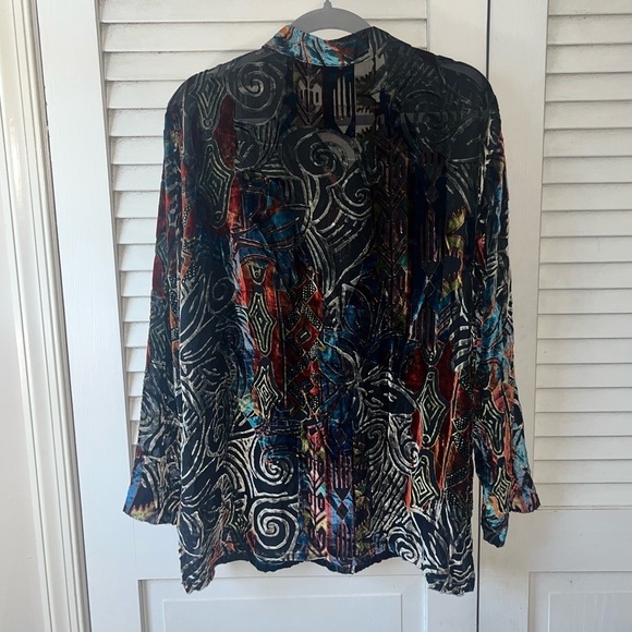 NWT Chico's Vintage Velvet Burnout Semi Sheer Button Down Fairy Grunge size 16 - Picture 7 of 8
